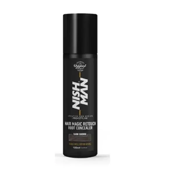 HAIR MAGIC RETOUCH ROOT CONCEALER MEDIUM BROWN (MARRÓN MEDIO) CORRECTOR INSTANTÁNEO DE CANAS, RAICES O BARBA 100 ML